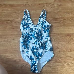 blue flower swimsuit